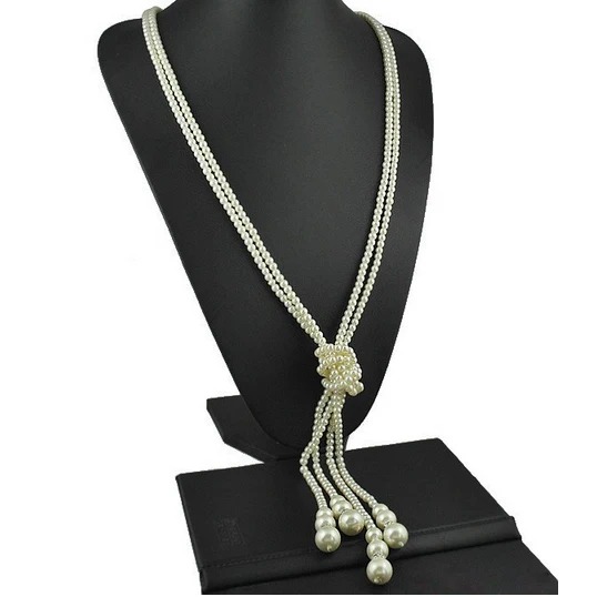 Женская двухслойная жемчужная цепочка-ожерелье идеально круглая жемчужина в