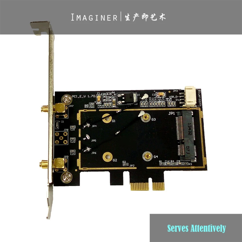 Беспроводной мини Pcie Pci-e к Pci Express X1 16x адаптер преобразователь с 2x антенной PCI-e ПК