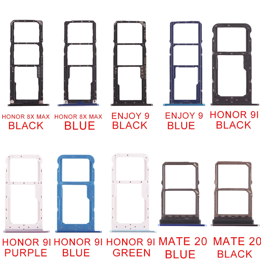 

3 color for Huawei 2 x SIM Card Tray/Micro SD Card Tray for Huawei Honor 8X Max/Enjoy 9/Mate 20 Replacement repair parts