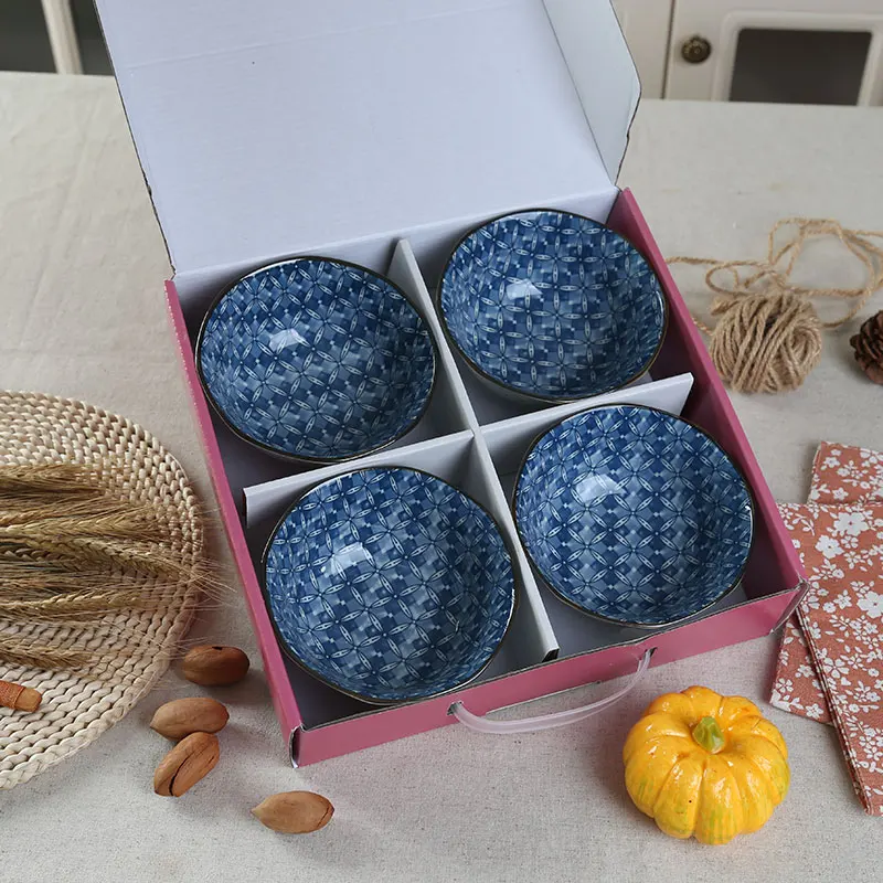 Керамическая фарфоровая миска для риса в японском стиле 4 шт./лот|Чаши| |