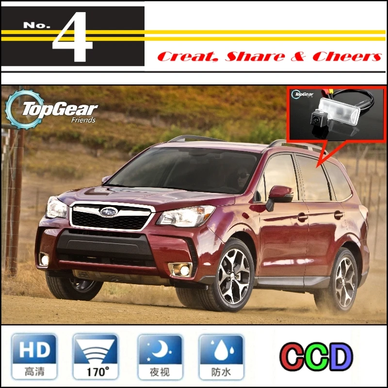 

Автомобильная камера для Subaru Forester SJ 2012 ~ 2015, Высококачественная Водонепроницаемая камера заднего вида PAL / NTSC | Функция CCD + RCA