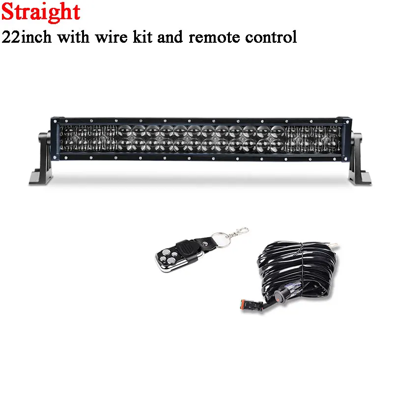 Straight 22in remote 5D 22 32 42 дюймов изогнутый/прямой внедорожный светодиодный светильник комбинированный луч светодиодный рабочий светильник для автомобиля Jeep Truck UAZ MPV SUV 4WD 4x4 ATV - Цвет: Straight 22in remote