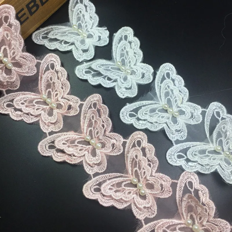 10 шт. Новинка жемчужное кружево бабочка DIY патч вышивка домашний воротник платье