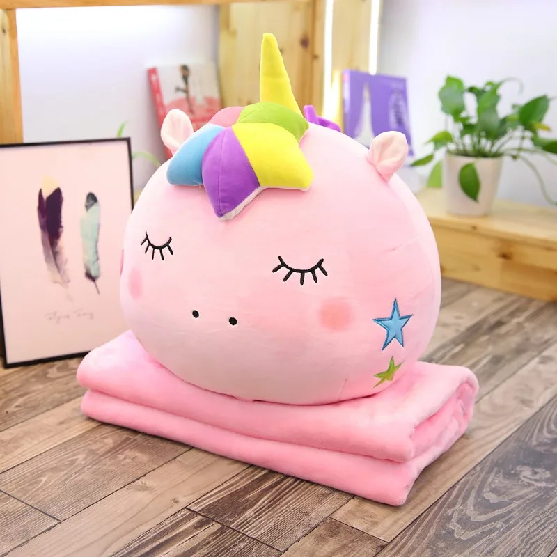 Новое поступление красочная мягкая подушка Единорог 2 в 1 с одеялом внутри мягкие