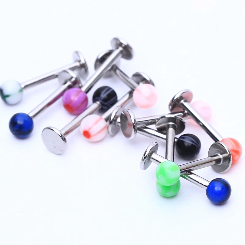 40 шт. разноцветные шарик-шип кольцо для губ стержень губа гвоздик пирсинга тела