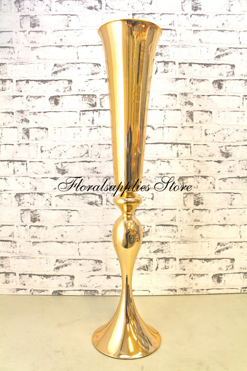 

88cm tall slim metal flower vase trumpet vases centerpieces for wedding decor home decoration wedding flower stand wholesale