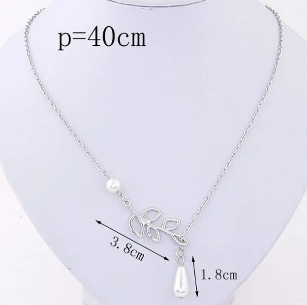 2021 Forme De Cha Ne En серебро колье с пусковой установкой Feuille Pendentif Perle Pour Les Femmes (Цвет: