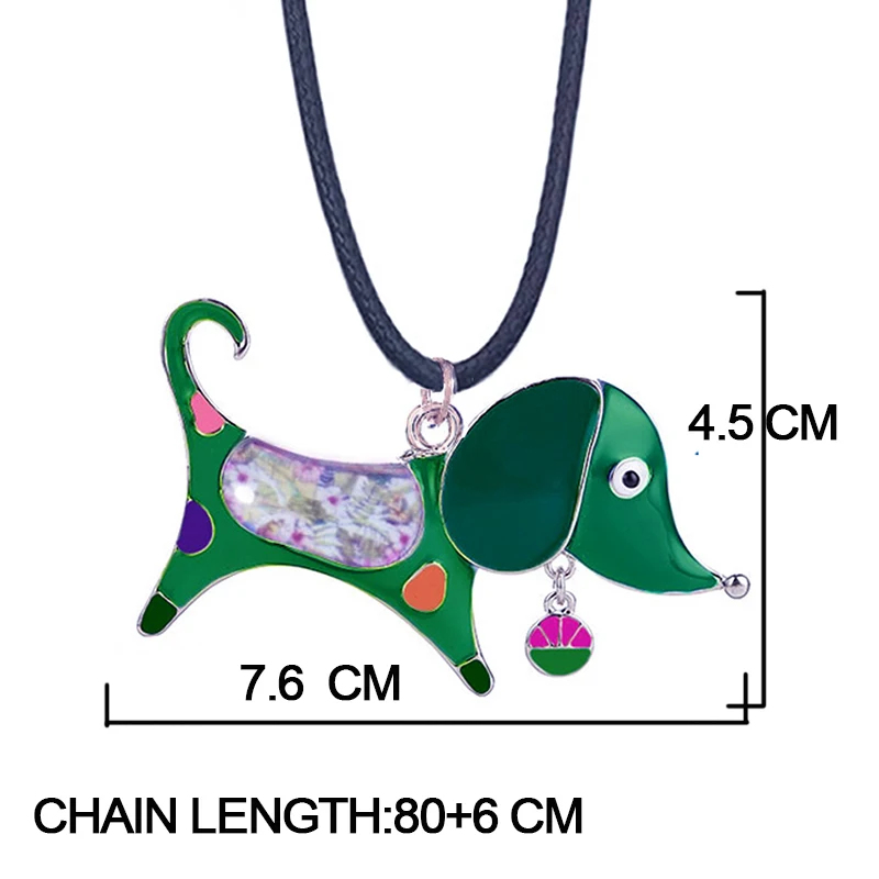 Cute Boys Girls Cartoon Dog Pendant Green Enamel Animal Rope Chain for Children Jewelry Alloy Metal Necklaces Necklace | Украшения и