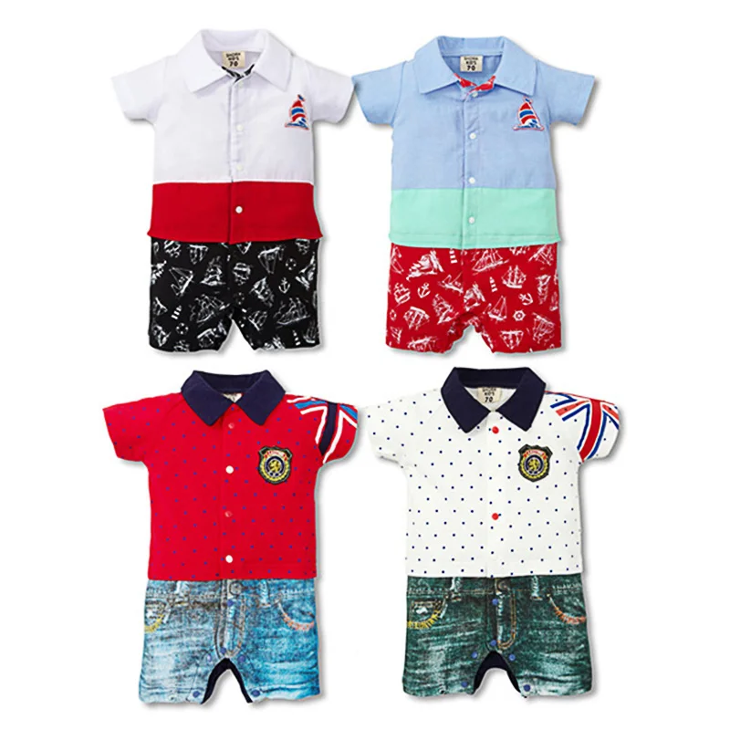 Baby Boys Rompers 2020 Summer Short Sleeve Toddler Outfits Cotton Kids Gentleman Suit Newborn Infant Jumpsuits Boy Clothes |