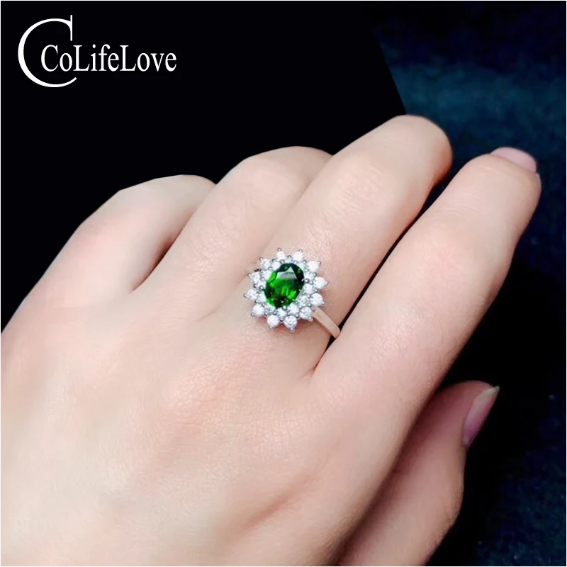 

Кольцо из серебра ювелирные изделия CoLife пробы, 925 пробы, 100%, естественный диопсид