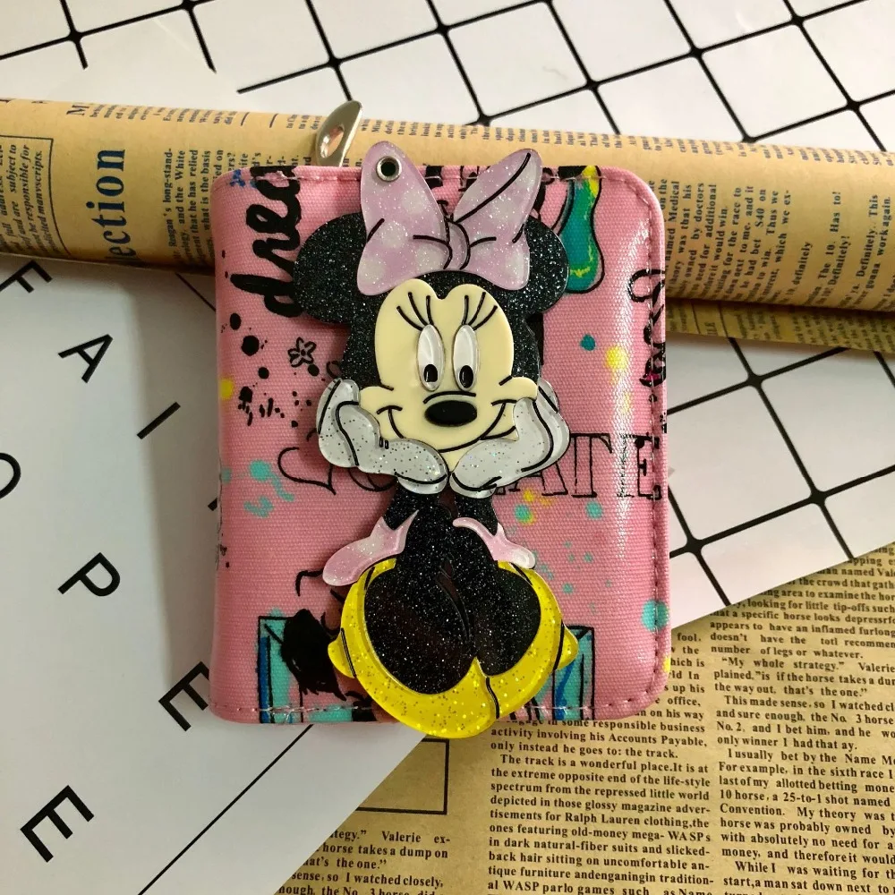 Disney Микки мультфильм женский кошелек pu монета с зеркалом леди сумка для хранения клатч сумка кошелек девушка Сумка Держатель монет плюшевые карты