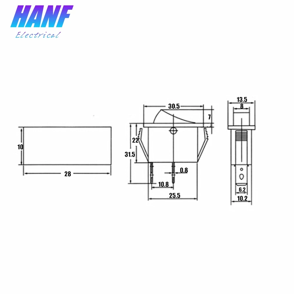2 шт. SPST Лодка кулисный переключатель 15A/250VA 20A/125В 2Pin ВКЛ-ВЫКЛ 10*28 5 мм Оснастка В
