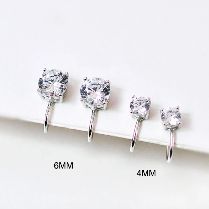 Top Quality 6MM AAA Cezch Zircon Chic Filled Tragus Earring For Women Non Piercing Clip Earing Ear Cuff 2021 Also Be Nose Ring images - 6