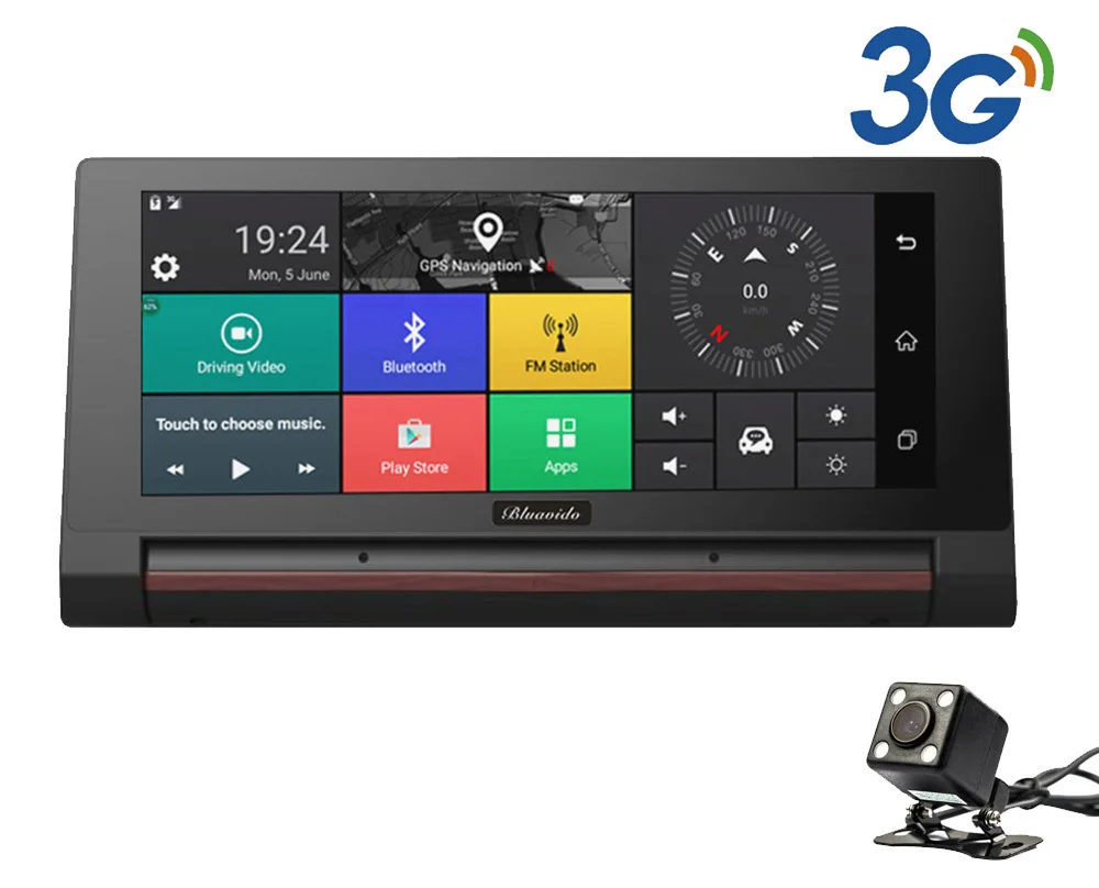 Bluavido 6,8" Сенсорный автомобильный видеорегистратор 3g Android Full HD 1080P видео камера рекордер gps навигация Bluetooth Handfree automovi Dashcam