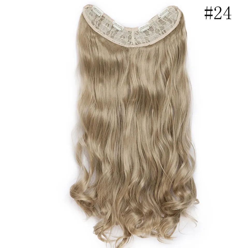 ash blonde SNOILITE, 24 дюйма, 4 зажима, одна часть, волнистые волосы, удлинение, синтетические клипсы, ins, коричневые, черные, шиньоны для женщин - Цвет: ash blonde