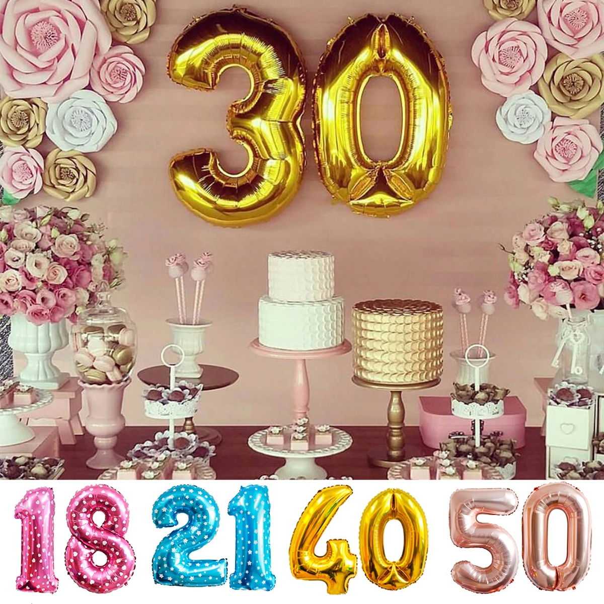 16th 18th 21th 30th 40th 50th шарики ко дню рождения розовое золото баллон номер Baloon День Рождения украшения для взрослых юбилеи