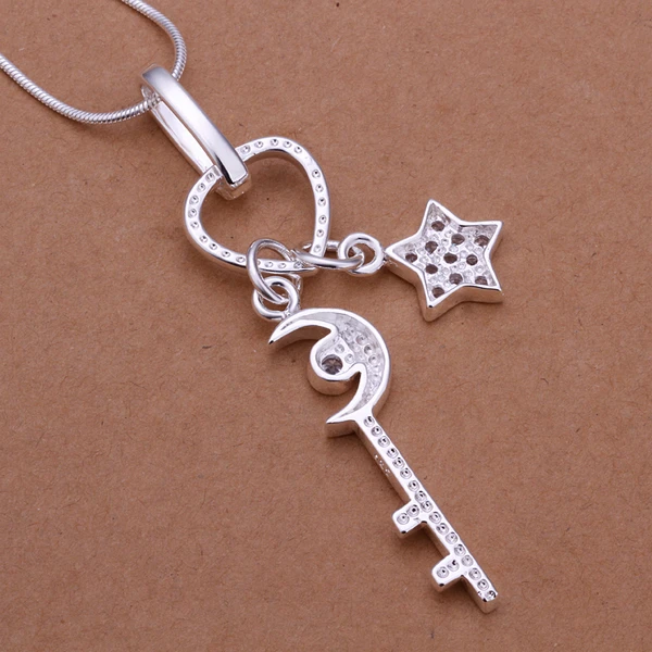 Уникальный ключ и старт Серебряный Кристалл Подвеска Женские Ожерелья Цепочка