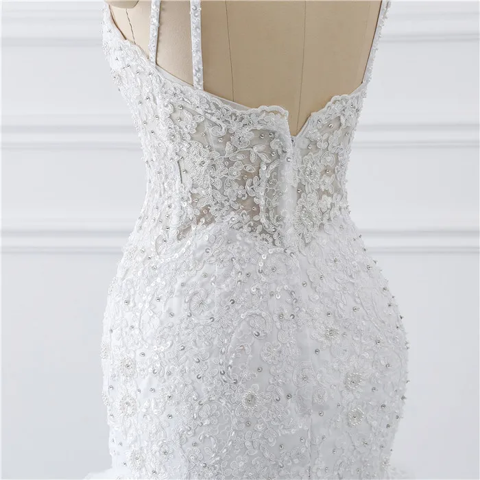 Свадебное платье на тонких бретельках с кружевной аппликацией Mermiad, vestido de festa longo de luxo, новые модные свадебные платья, Новинка
