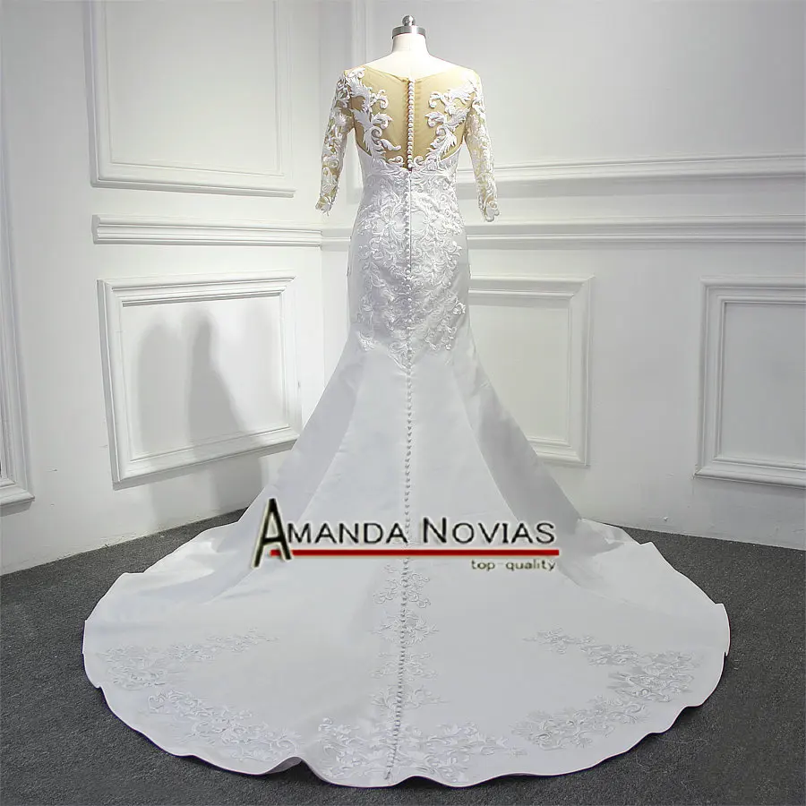 ; robe de soiree атлас с кружевными рукавами для девочек Русалка торжественное платье