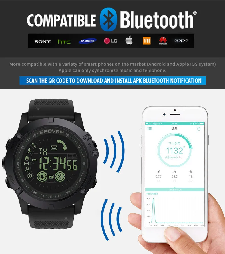 Умные часы с Bluetooth шагомер удаленная камера длительный срок службы батареи