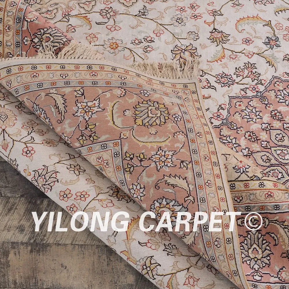 

YILONG 6'x9' elegant oriental silk area rugs hand knotted durable silk carpet (J07B6x9)