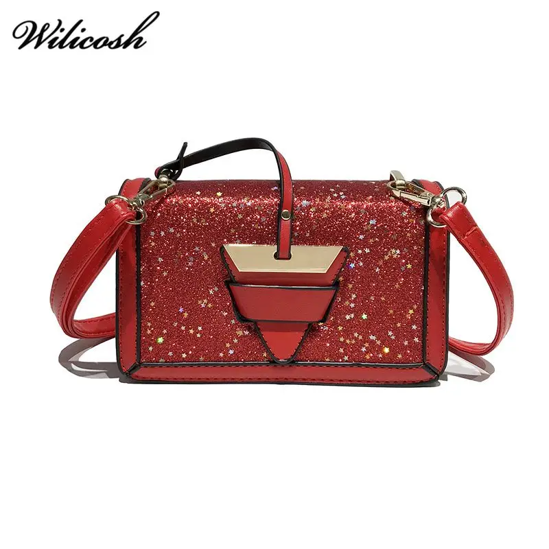 Wilicosh Мода блестками из искусственной кожи Crossbody сумка для Для женщин Курьерские