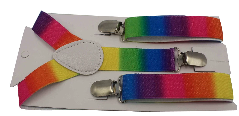 Подтяжки для мальчиков широкие регулируемые подтяжки 1 дюйм цвета радуги 2019|rainbow