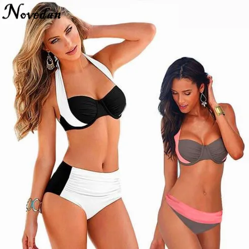 2017 Новый сексуальный супер пуш-ап Холтер с высокой талией бикини размера плюс