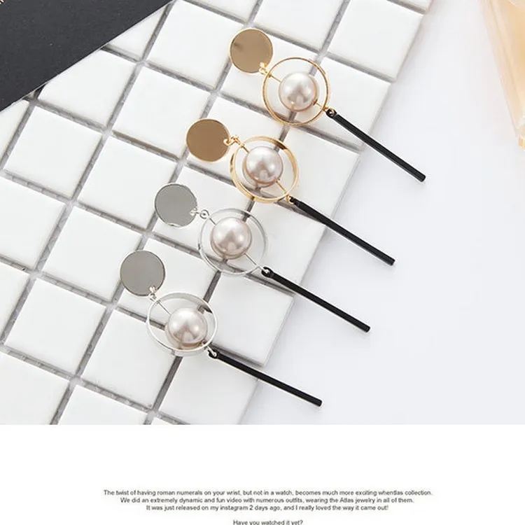 Exaggerated 3D Geometric Long Earrings Temperament Hollow Pearl Dangle for Women Fashion Jewelry Brincos | Украшения и аксессуары