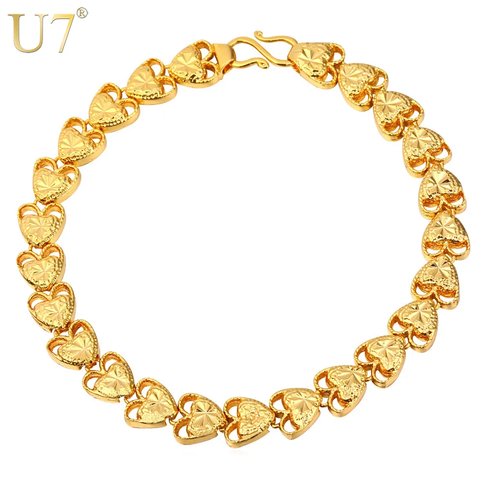 U7 браслеты с сердечками на День святого Валентина для женщин подарок