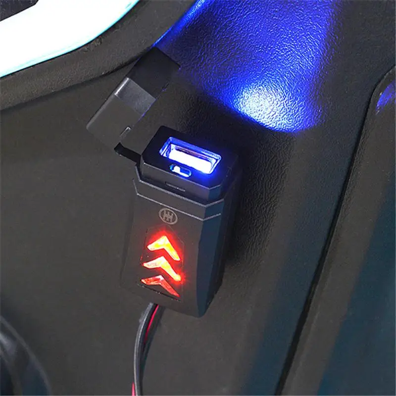 2.1A USB Зарядное устройство автомобиль мотоцикл синий светодиодный адаптер для