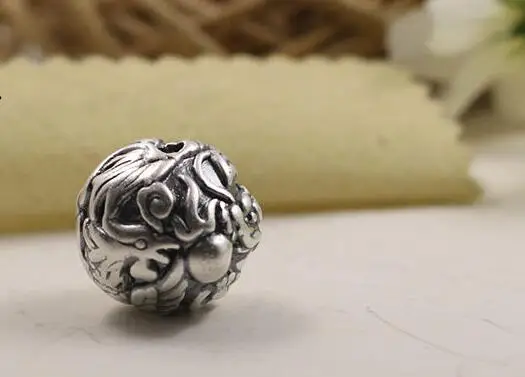 3D 999 серебряные бусины чистое серебро мощный дракон бисер хороший Дракон Удачи бусины DIY браслет бусины