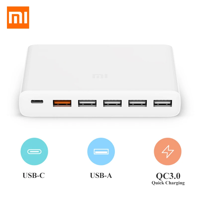 Xiaomi Mi USB зарядное устройство 60 Вт Быстрая зарядка версия 6 портов выход C A QC3.0