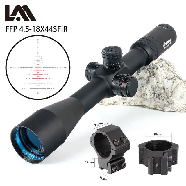 Lambul 4.5-18X44 Air Rifle Scope Riflescope Adjustable Green Red Hunting Light Tactical Riflescope Reticle Optical Sight Scope - Цвет: With Dovetai Rings