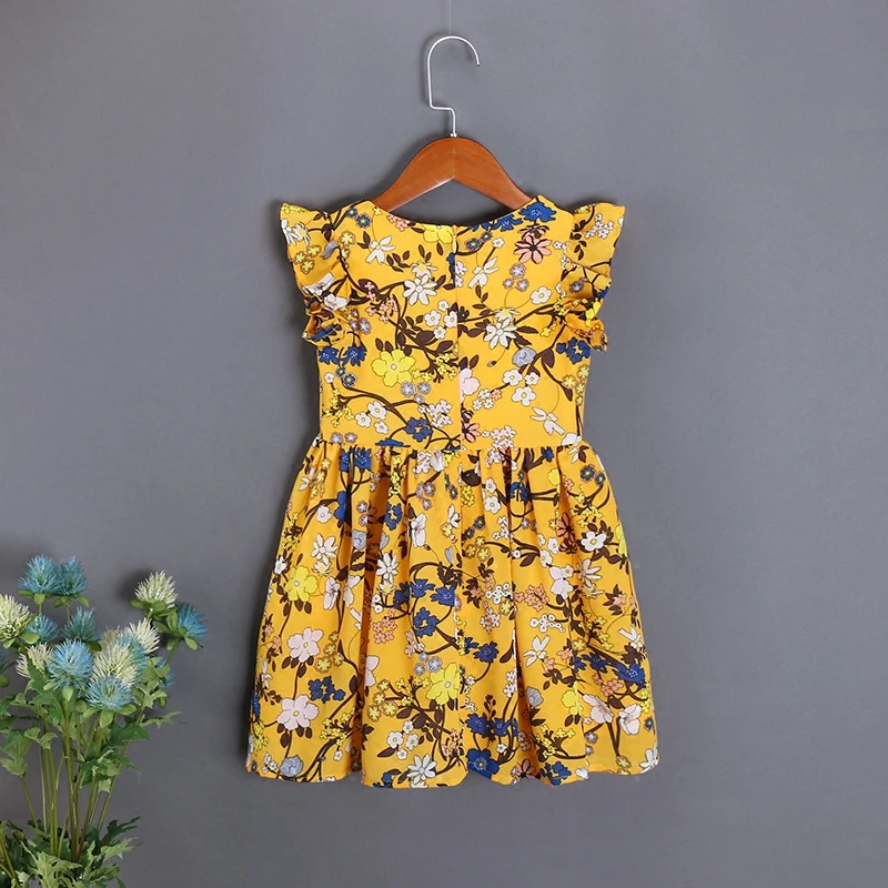 Детское Хлопковое платье для отдыха желтое пляжное семейный образ сестры