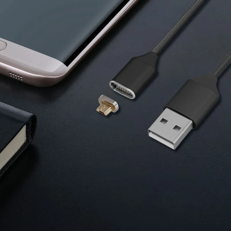Кабель Micro USB Магнитный кабель 1 м Быстрая зарядка нейлоновые плетеные кабели для