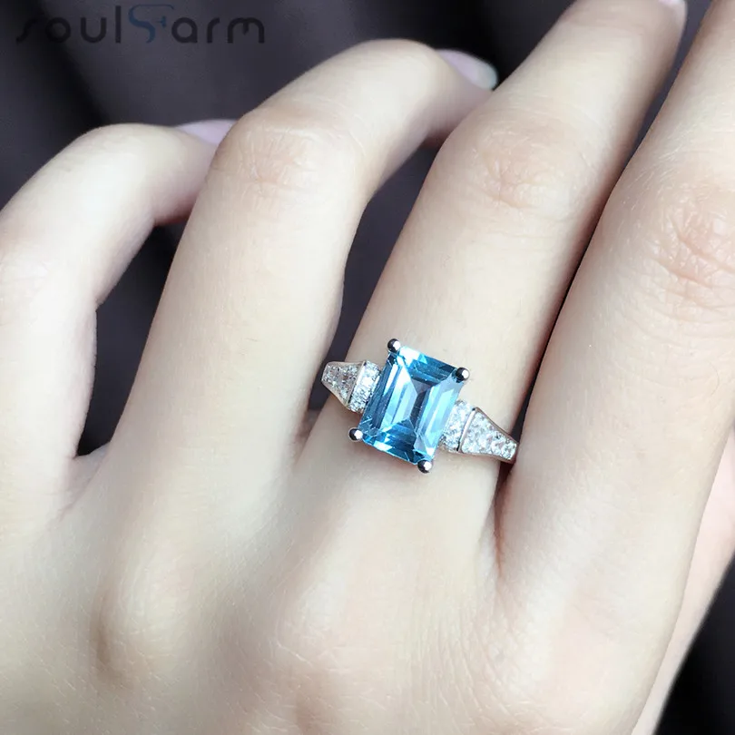 2.8ct Природный Голубой топаз свадебное Кольца или Для женщин 925