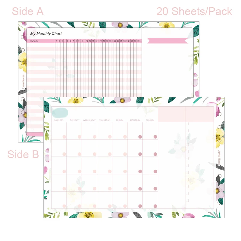 Jamie Notes цветочный ежемесячный планировщик 6 отверстий складные заправки