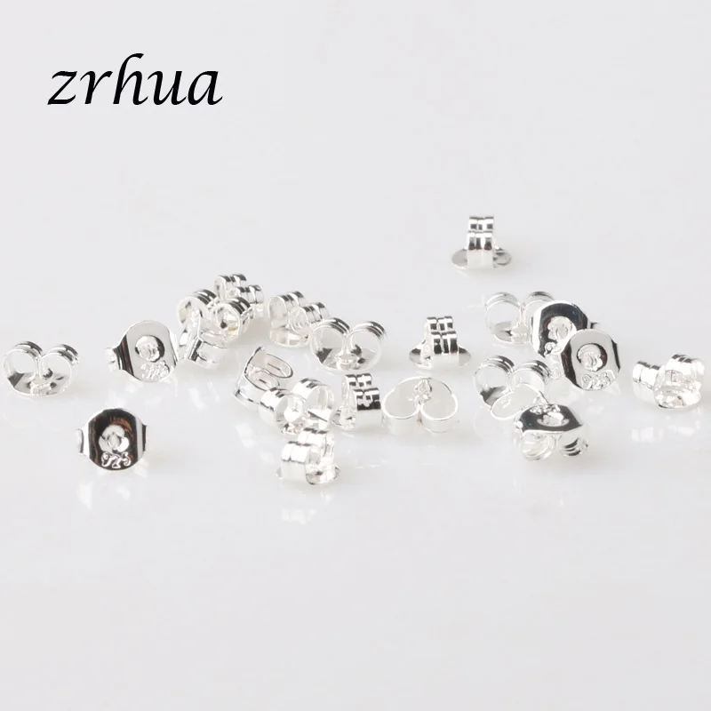 Оптовая продажа ZRHUA 100 шт. в партии серебряная бабочка серьги Стопперы ювелирные