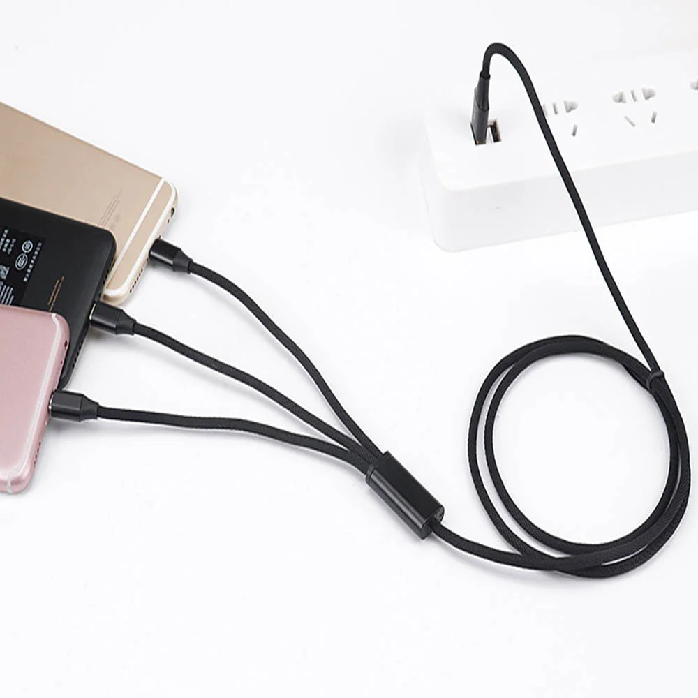 10 шт. 3 в 1 USB кабель для мобильного телефона Micro Type C зарядного устройства iPh быстрой