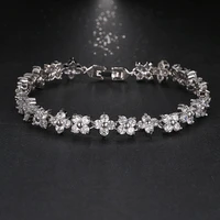 top quality luxury micro inlay craft aaa cubic zirconia flower studded bracelets women jewelry party gifts factory direct b 028