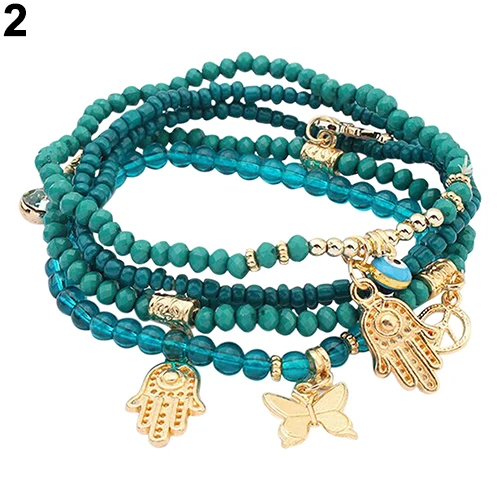 2016 Новинка Для женщин Хамса Фатима Ладонь бабочка подвеска Многослойные браслет