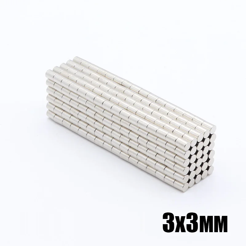1000 шт. 3x3 мм неодимовый магнит 3x3 мм редкоземельный маленький сильный Круглый постоянный 3*3 мм Электромагнит на холодильник NdFeB никель магнитный