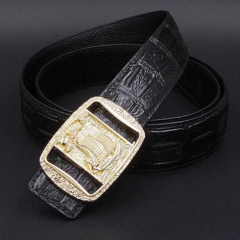 Ремень мужской из натуральной кожи под крокодиловую кожу деловой ковбойский