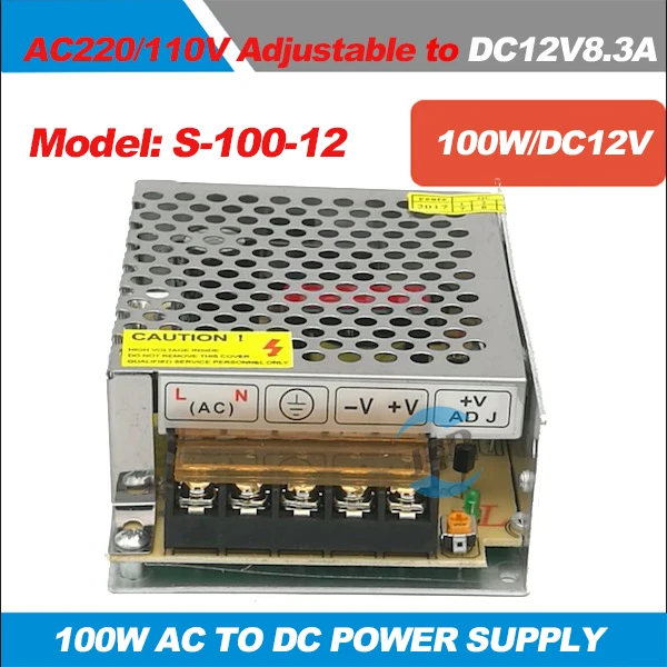 DC12V 100 Вт Светодиодный источник питания 8.3A драйвер адаптер Переключение AC 110V220V к DC