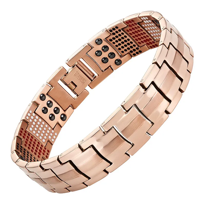 EMBT013RG Vivari Магнитная черный Титан браслет Для мужчин браслет 4in1-VE ионы Германий далеко инфра красные модные Браслеты Jewelry Шарм наручные - Окраска металла: EMBT013RG