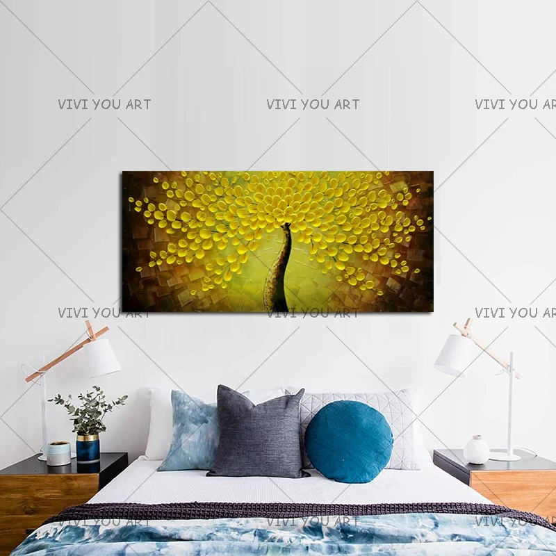 Лучшая ручная работа современный абстрактный желтый цветок холст живопись для