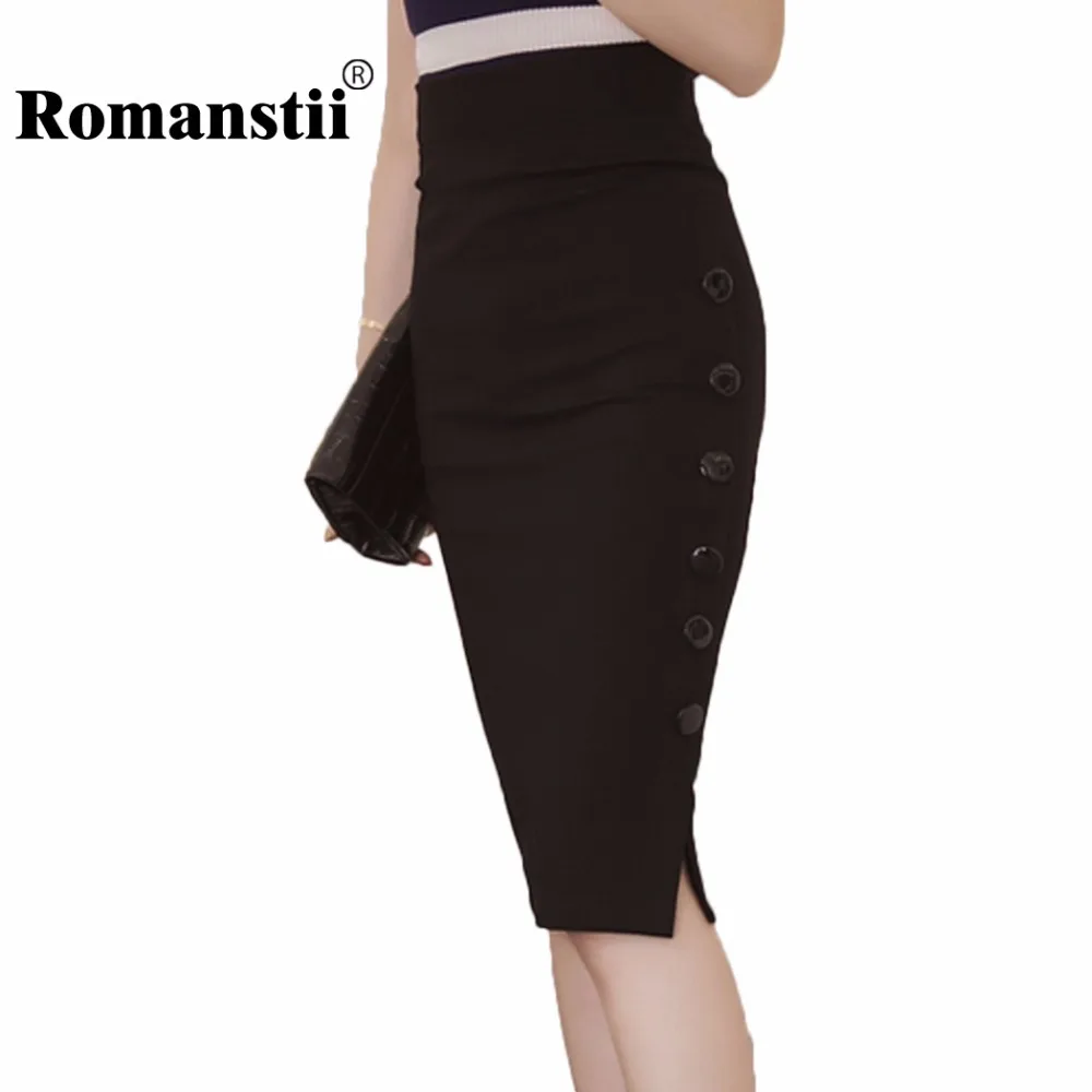 Romanstii юбка-карандаш Мода 2017 г. женские офисные пикантные Молния сзади боковой