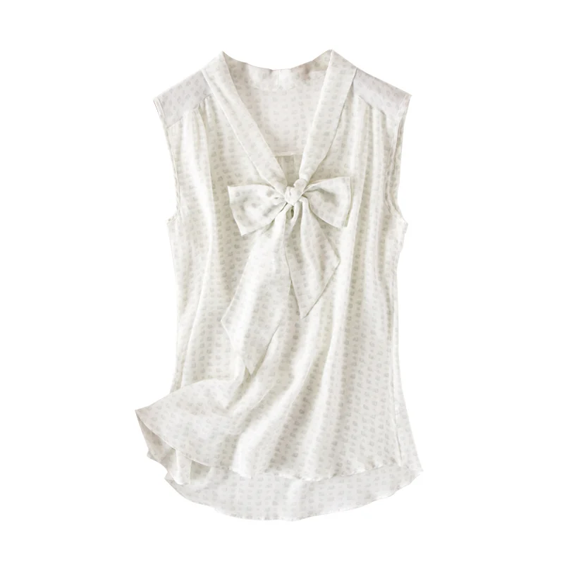 Женская Летняя шелковая блузка без рукавов с v образным вырезом офисная одежда