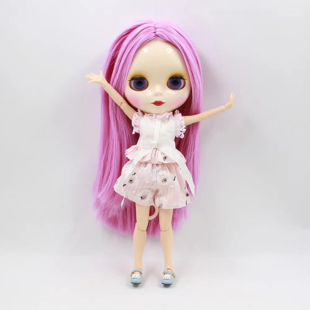 Ледяной DBS Blyth кукольные 1/6 bjd светильник фиолетовые волосы без челки из белой кожи